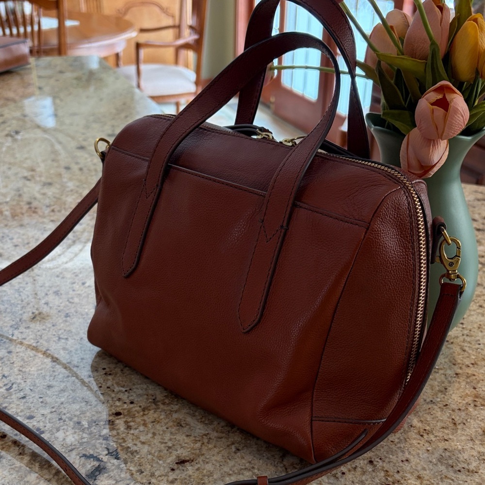 Fossil Tan Leather Satchel - Picture 2 of 5